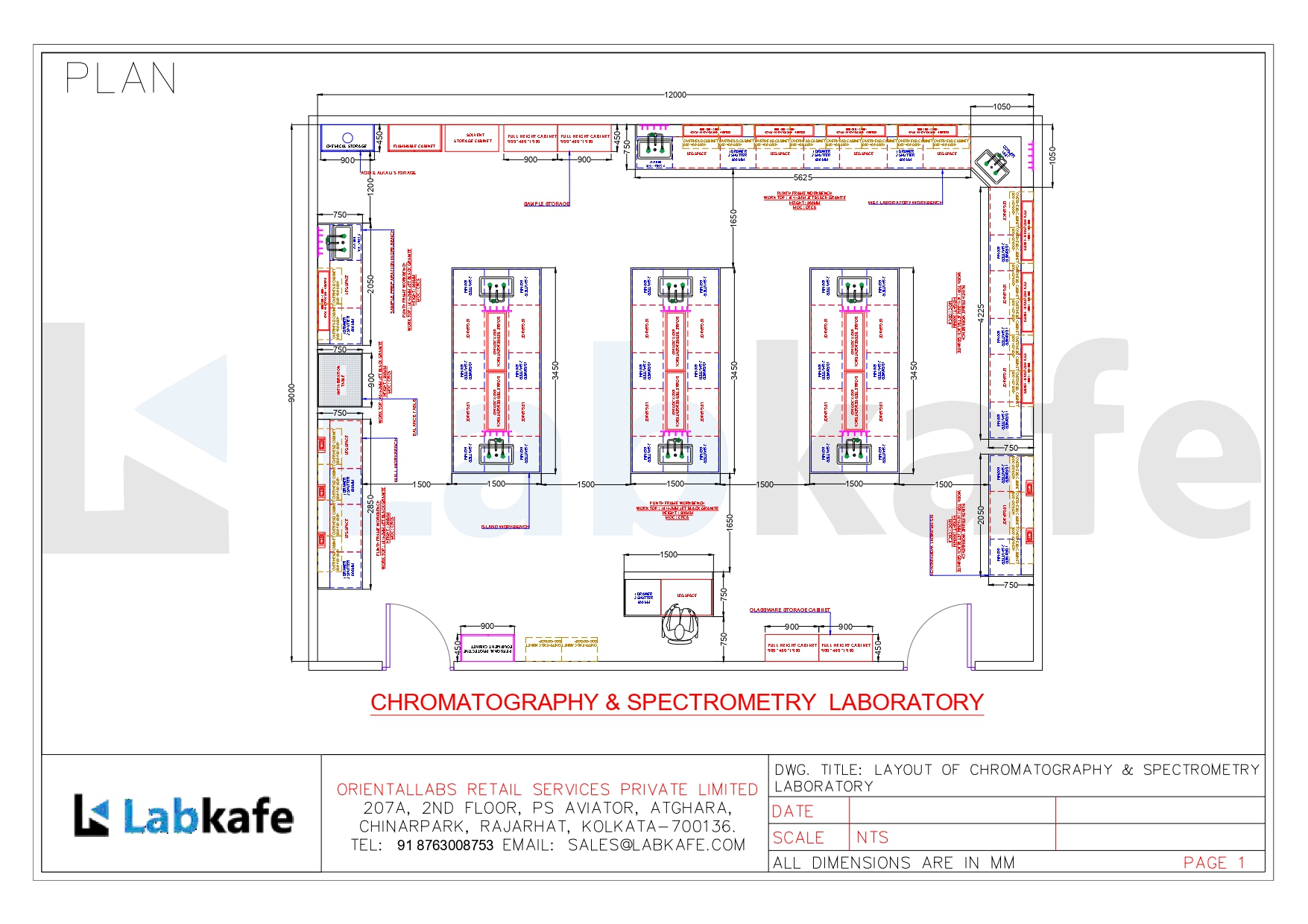 Chromatography and spectrometry lab 2D layout preview