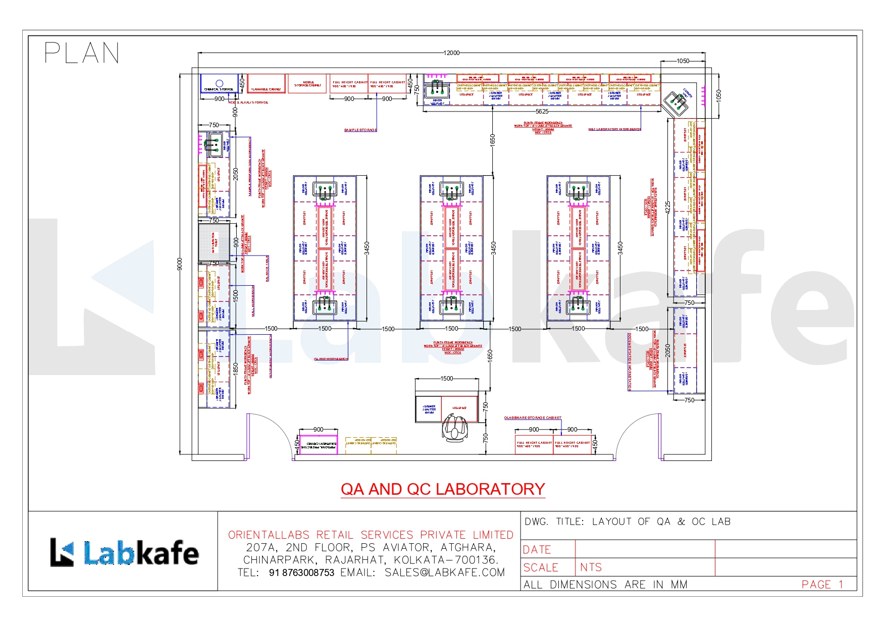 QA and QC lab 2D layout preview