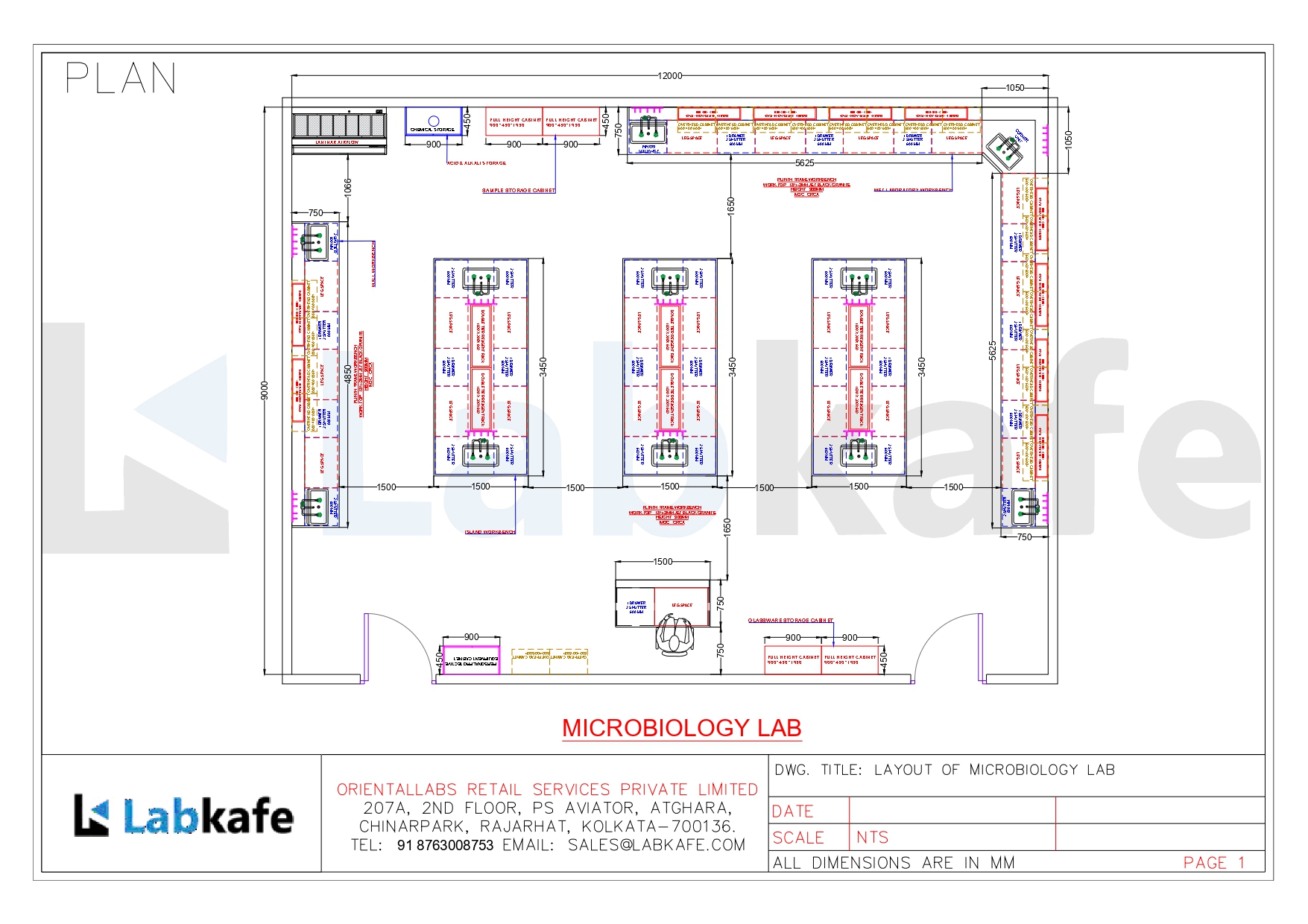 Microbiology lab 2D layout preview