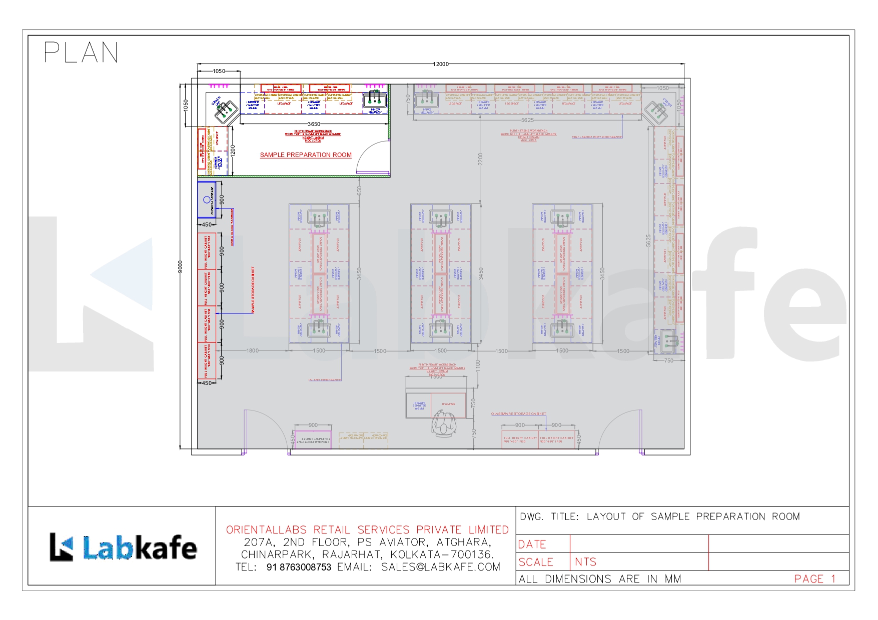 Sample preparation room 2D layout preview